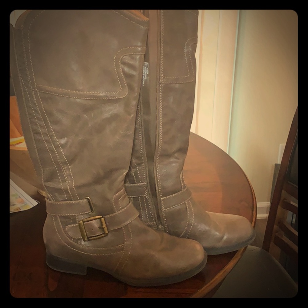 BareTraps knee high grey brown boots